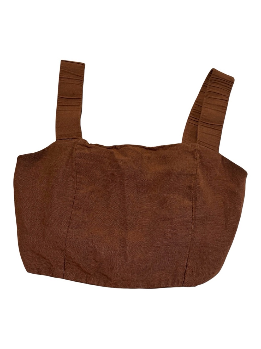 Zara Chocolate Brown Square-Neck Crop Top